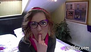 Morena with giant vagina twerks in red panties on all fours