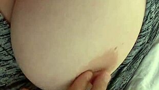 playing with my wife's amazing natural 42f tits while oiled up