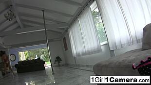 Sexy busty Natasha Nice masturbates her pussy close up!