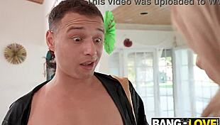 Latina with big tits and tattoo rides cowgirl while getting face fucked