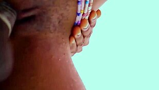 in this african threesome, a slim college babe gets bent over and fucked with monster cocks