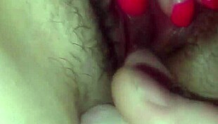 she fingers her wet pussy as i fill her with a gigantic dildo