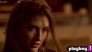 Brunette babe poses in elegant lingerie before a performance