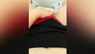 Young Stepsister's Secret Masturbation Through Red Panties When Alone