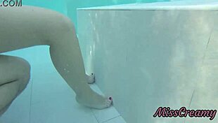 Flashing my cock in front of my stepdaughter in a public pool and she helps me masturbate in front of everyone - real sex risky