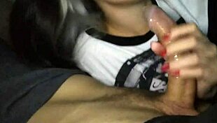 Beautiful teen sucking monster cock deepthroat until cum swallow before bed