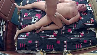 cowgirl and photoposing of my mature wife on new sheets upper view