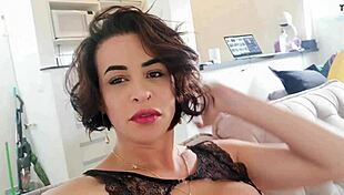 Carla Brasil exclaims as Soraya Carioca sucks her monster cock!