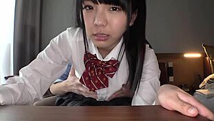 busty jk with hairless pussy gets fucked, suddenly groping big tits nonstop