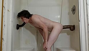 Taking Two Thick Black Dildos Deep