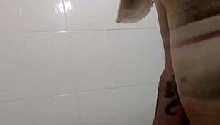 enjoying a rich bath with big cock