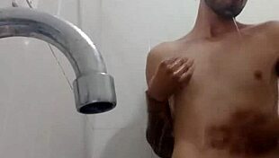 enjoying a rich bath with big cock