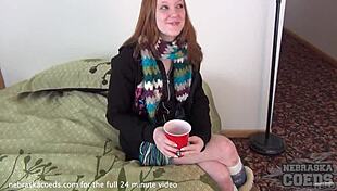 Girl Next Door from Iowa Using Dildo Outdoors