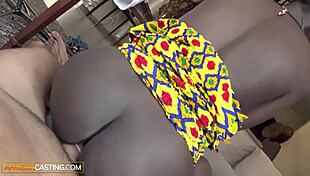 Pretty black model in homemade casting session