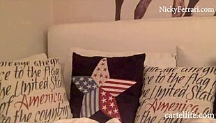Nicky Ferrari exposes big tits in public webcam masturbation!
