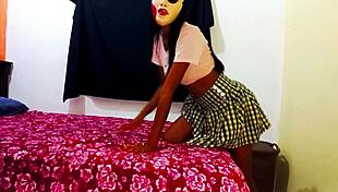 A slender girl sends her math teacher intimate videos, and seduces him with an erotic dance in bed. But her classmate takes it further by slowly fucking her