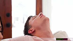 Stepsis angel gostosa enjoys doggystyle and cowgirl with group, getting fingered