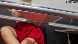 Look at Nataly's exposed pussy under her skirt!