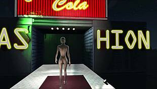 In fallout 4, explore fashion with big boobs under the sky, contrasting innocence and allure.