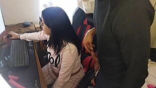 European babe sucks big cock on webcam, masturbating with toys while users watch.