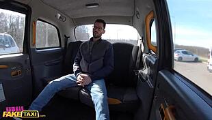 Female fake taxi driver takes passengers cum in mouth 😏