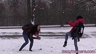 pussyloving threeway teen doggystyled with handjob and blowjob