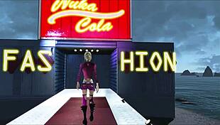 In fallout 4, explore fashion with big boobs under the sky, contrasting innocence and allure.