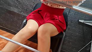 Look at Nataly's exposed pussy under her skirt!