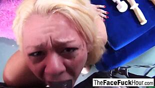 i watched this cute blonde get her face fucked rough by two cocks