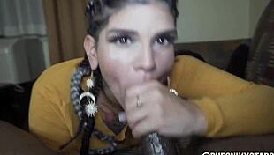 Blowjob queen intensely sucks monster cock, swallows, and gets facial cumshot.