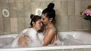 Nelly Kent and Gina Gerson fuck hard in bathroom