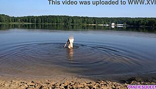 why is that naked girl skinny dipping on the public beach with her clothes ripped?