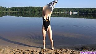 why is that naked girl skinny dipping on the public beach with her clothes ripped?