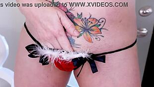 kiki daire, sexy big tits milf, gives christmas pov blowjob! wow, she swallows every drop!