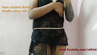 Tamil girl Rohini dares in black lingerie