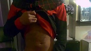 Elijah nelson, that ebony pornstar with the monster cock, masturbates in costumes before a huge cumshot fetish scene.