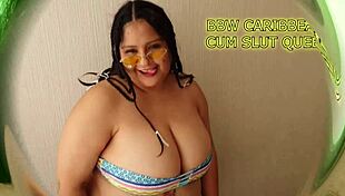 bbw swallows cum with great satisfaction on big tits