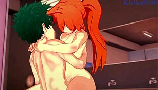 i watch camie, itsuka, and izuku have intense sex in my hero academia hentai, it's so hot!