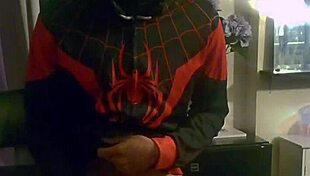 Elijah nelson, that ebony pornstar with the monster cock, masturbates in costumes before a huge cumshot fetish scene.