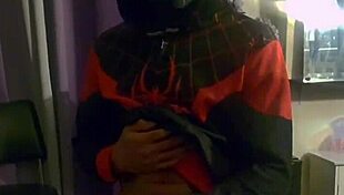 Elijah nelson, that ebony pornstar with the monster cock, masturbates in costumes before a huge cumshot fetish scene.