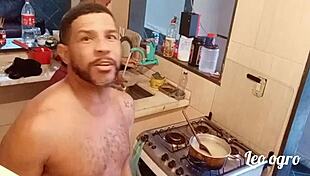 In Kitchen, Ebony Brunette Myllena Rios Starts Lesbian Fucking