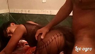 In Kitchen, Ebony Brunette Myllena Rios Starts Lesbian Fucking