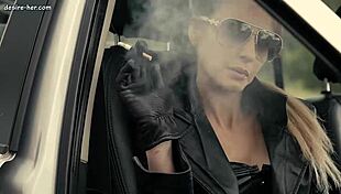 In the car - leather seats set the scene