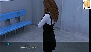 blonde cheerleader in office with teacher