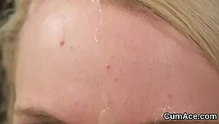 Hot looker gets intense cumshot on face.