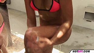 summer party with horny teens featuring big tits and group blowjobs