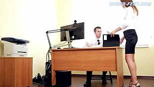 Office Russian Femdom Commands with Strict Foot Worship