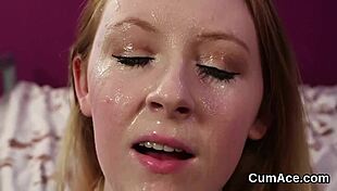 Hot looker gets intense cumshot on face.