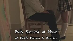 bully gets spanked hard at home for punishment