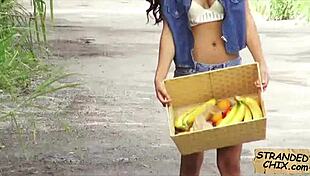 Man, I’m shook, fuckin’ this ebony teen Diamond Monroe for cash outdoors!